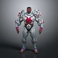 Fantasy Warrior Character With Intricate Silver Red Armor And Muscular Build