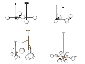 Modern chandelier spherical multi-head chandelier 3d model