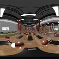 Spacious Fitness Studio With Yoga Mats Fitness Balls Mirrors And Wooden Lockers