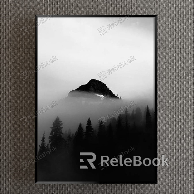 Modern Landscape Painting Simple Black and White Study Landscape Decoration Painting model