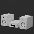 Sleek White Modern Home Audio System With Two Speakers And Control Unit 3d model