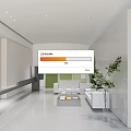 Modern Exhibition Hall Interior With Colorful Wall Panels White Space Green Accent Sofa And Plant