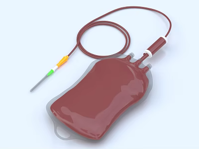 Medical Device Blood Bag with Tubing and Needle for Transfusion Applications 3d model