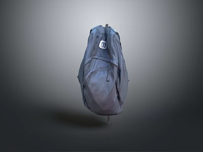 Gray Minimalist Backpack With Zipper Pockets And Brand Logo Design 3d model