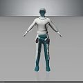 Futuristic 3D Weapon Model Featuring White And Teal Humanoid Combat Armor Design