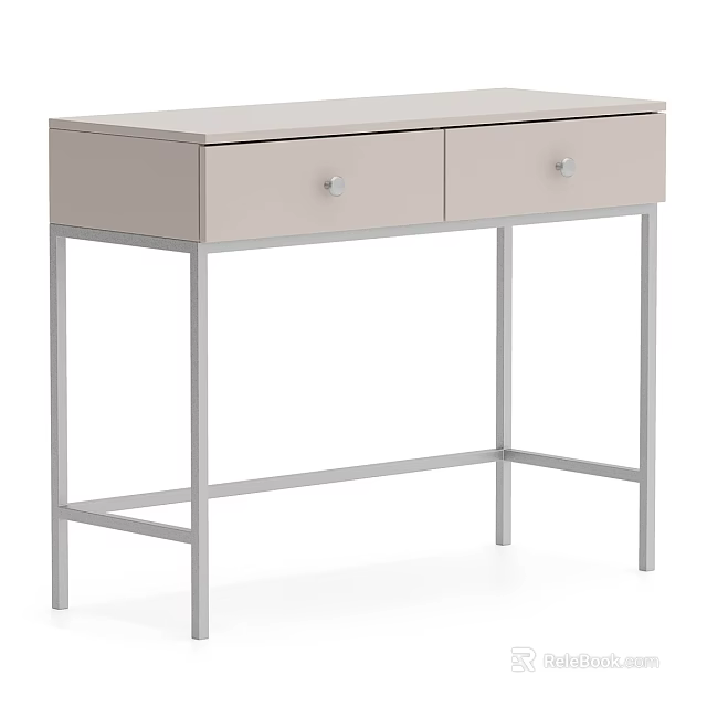 Modern Dressing Table Design With Two Drawers Metal Frame And Sleek Tabletop 3d model