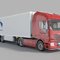 Red IVECO Commercial Cargo Truck With Schmitz Cargobull White Trailer