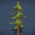 Tall Pine Tree With Green Needles And Brown Trunk On Blue Background 3d model