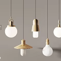 Modern Gold and White Pendant Lights with Various Design Styles 3d model