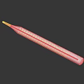 Transparent Glass Thermometer With Red Liquid On Dark Background And Temperature Scale 3d model