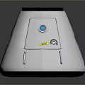 White Conical Device With Black Top Blue Button And Yellow Label 3d model
