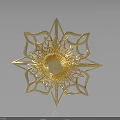 Golden Star Shaped Decorative Ornament With Intricate Filigree Design And Central Round Accent