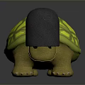 3D Rendered Turtle With Yellow Shell And Grid Pattern Black Head And Brown Body