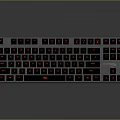 Mechanical Gaming Keyboard With Red Backlit Black Keycaps And Aluminum Base