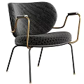 Modern Office Chair with Black Woven Texture Gold Armrests and Black Metal Legs