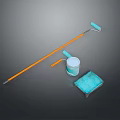 Essential Painting Tools Set With Orange Handle Roller Light Blue Bucket And Sponge