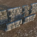 Stacked Stone Walls With Various Shapes And Stone Blocks On Gravel Ground