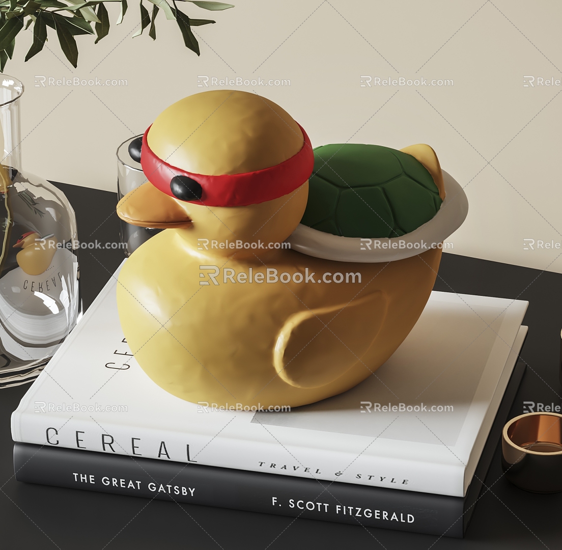 Little Yellow Duck Decoration Ninja Turtles Little Yellow Duck Cartoon Children's Toy Decoration Desk Decoration Decoration 3d model