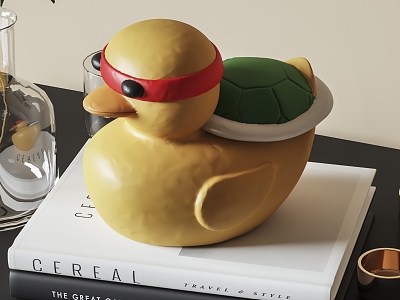 Little Yellow Duck Decoration Ninja Turtles Little Yellow Duck Cartoon Children's Toy Decoration Desk Decoration 3d model