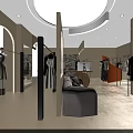 Modern Clothing Store Interior With Mannequins Displaying Fashionable Apparel And Lighting