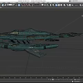 Sci Fi Cosmic Spaceship Design With Blue Yellow Accents And Complex Structures