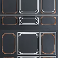 Ornate Line Frames With Various Designs In Gold Silver Tones And Dark Background 3d model