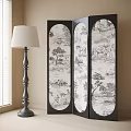 French Folding Screen Floor Lamp 3d model