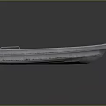 Small Weathered Metal Boat With Wooden Seats On Black Background And Reflection