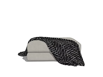Modern Light Colored Sofa and Coffee Table Set with Black White Herringbone Throw Blanket 3d model