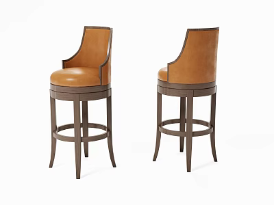 Modern Brown Leather Bar Stools with Backrest and Dark Wooden Legs 3d model Modern Brown Leather Bar Stools with Backrest and Dark Wooden Legs 3d model