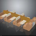 Modern Public Seating Furniture With Orange White Tables And Booth Layout For Cafe