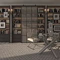 Large Modern Bookshelf With Multi Tiered Storage And Framed Photos In Home Office
