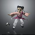 Anime Style Girl With Pigtails In Pink Top Playing With Panda Plush Toy