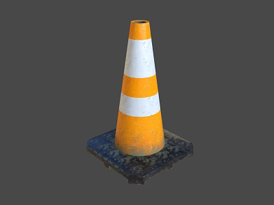 Orange And White Striped Traffic Cone As Essential Road Safety Facility With Weighted Base 3d model