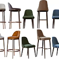 Various Stylish Bar Stools With Upholstered Seats And Metal Wooden Legs