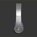 Stylish Silver and Blue Headphones With Reflective Surface And Modern Design