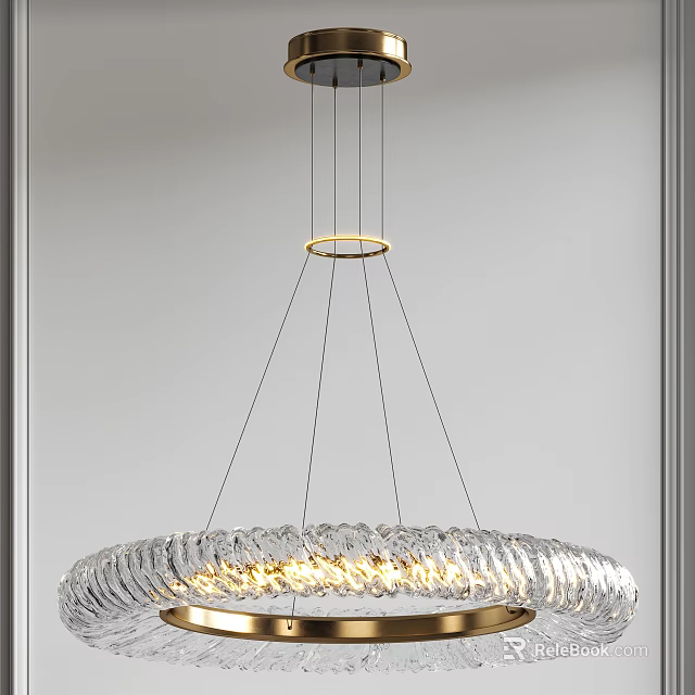 Elegant Modern Circular Crystal Chandelier With Gold Ring For Interior Lighting 3d model