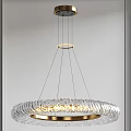 Elegant Modern Circular Crystal Chandelier With Gold Ring For Interior Lighting 3d model
