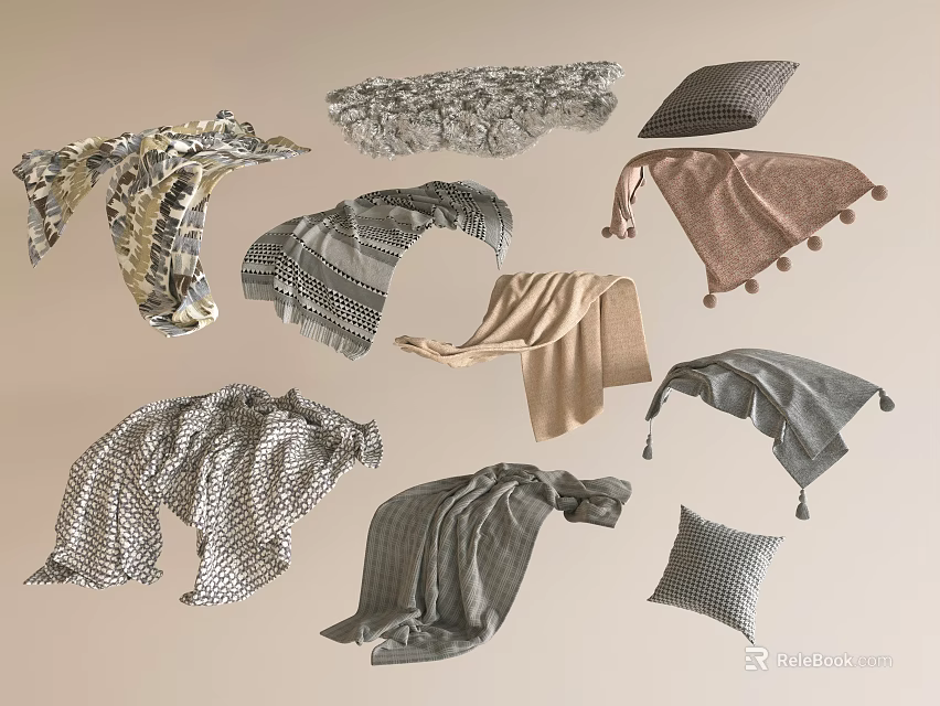 Stylish Bed Canopy Designs With Tassels Patterns And Neutral Tones 3d model 