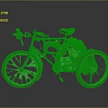Vintage Green Classic Bicycle With Old-fashioned Mechanical Design And Brass Spoked Wheels