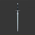 Polished Long Sword With Blue Handle And Silver Sharp Metallic Blade Design 3d model