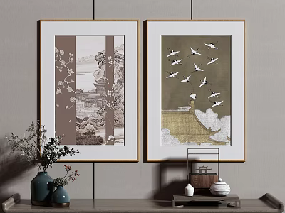 New Chinese Landscape Painting Decorative Painting 3d model