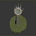 Cartoon Floating Island Scene With Green Grass Stone Stairs Columns And Statues
