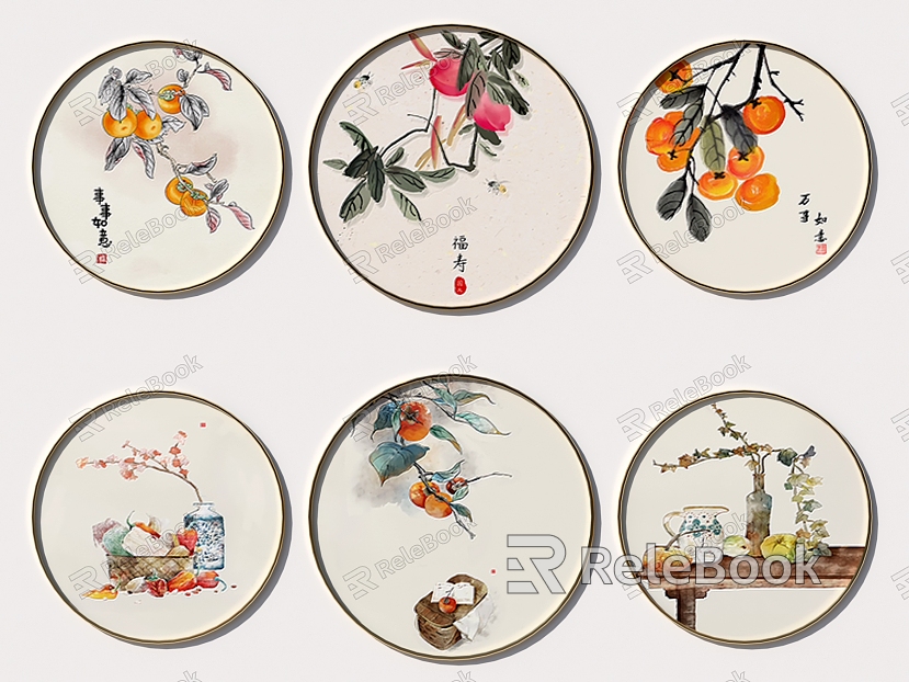 New Chinese Round Frame Painting Abstract Art Decorative Painting model