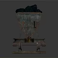 Old Fashioned Mine Cart Filled With Black Ore On Wooden Rail Track