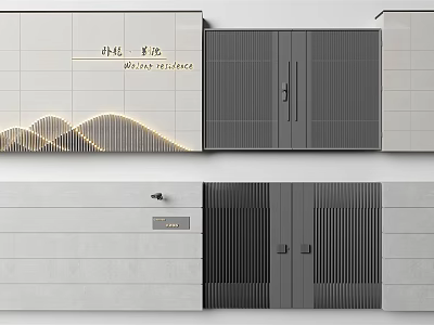Modern Entrance Gate Design With Sleek Metal Panels And Minimalist Lighting 3d model