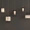 Chinese Style Pendant Lights With Wooden Frame White Lampshade And Floral Pattern For Interior Decoration