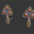 Elegant Golden Flower Shaped Stud Earrings With Gemstone For Fashion Accessories