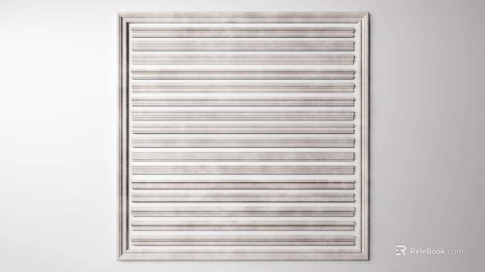 Gypsum Molding Square Panel With Horizontal Lines For Modern Wall Decoration 3d model 