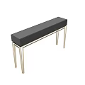 Modern Black Dining Table With Gold Metal Legs And Textured Surface 3d model